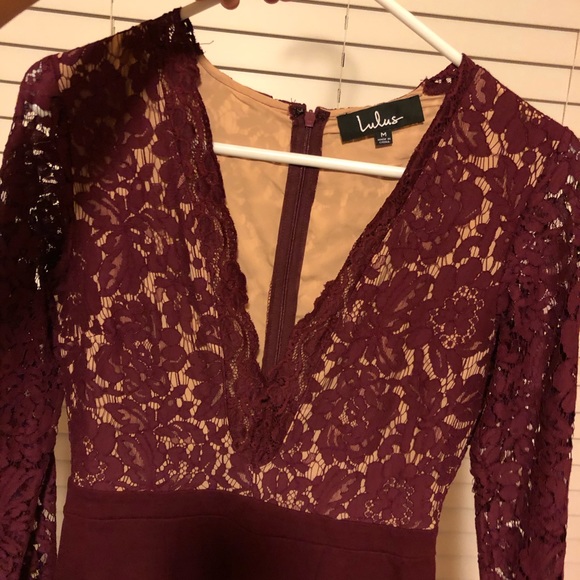 Lulus Burgundy Midi Long Sleeve Dress - Picture 6 of 6